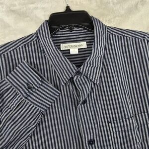 Outerknown Mens Large Blue Striped Long Sleeve Button‎ Up Daytripper Cotton